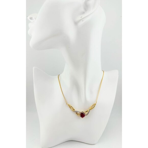 Elegant Lab Created Ruby and White Sapphire Infinite Loop Necklace - Picture 2 of 12